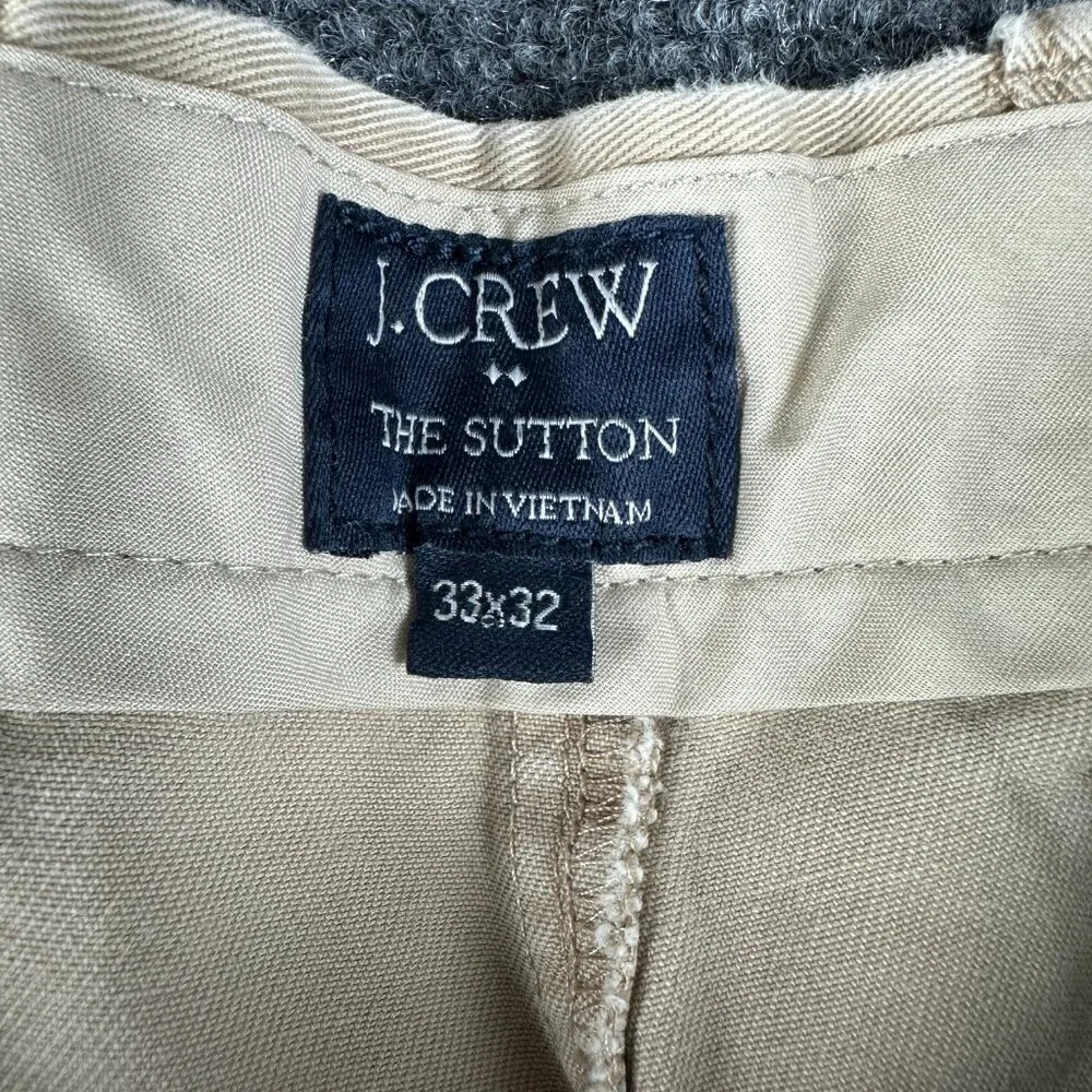 J Crew Pants Men 33 The Sutton Tan Cotton Flat Front Pockets Straight Leg